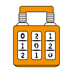 color graphic of combination padlock with square body vector illustration