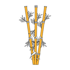 color graphic of bamboo stems with leaves colorless vector illustration