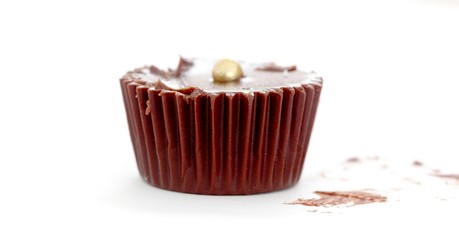 homemade chocolate bonbons closeup on white