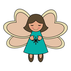 white background with decorative angel vector illustration