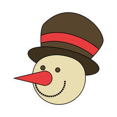 white background with face of snowman with hat vector illustration