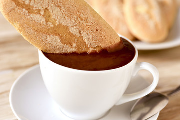 hot chocolate and melindros, typical of Catalonia