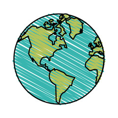 colorful crayon silhouette of planet earth vector illustration