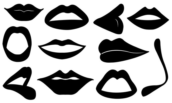 Set of different lips isolated on white