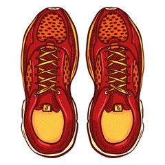 Vector Cartoon Red Running Shoes