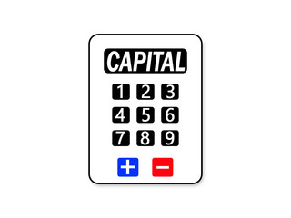 Calculator with the word capital on the display 
