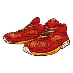 Vector Cartoon Red Running Shoes