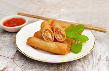 Fried Chinese Traditional Spring rolls food