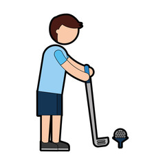 ethlete practicing golf avatar vector illustration design