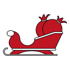 color silhouette image of santa claus sleigh with bags of gifts vector illustration