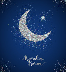 Obraz na płótnie Canvas Ramadan Kareem card with crescent and star