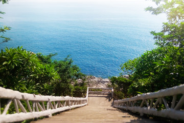 Beautiful view of walkway to ocean, Thailand