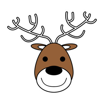 color silhouette image of face of reindeer vector illustration