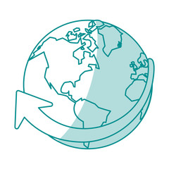 blue shading silhouette of planet earth vector illustration