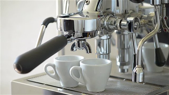 Espresso from a coffee machine for two cups.