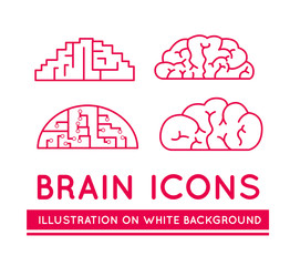 Icons of brains in different styles.