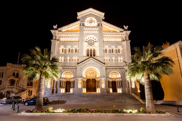 Fototapeta na wymiar Saint nicholas cathedrale in Monte Carlo, night scene.