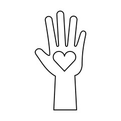 hand human with heart vector illustration design