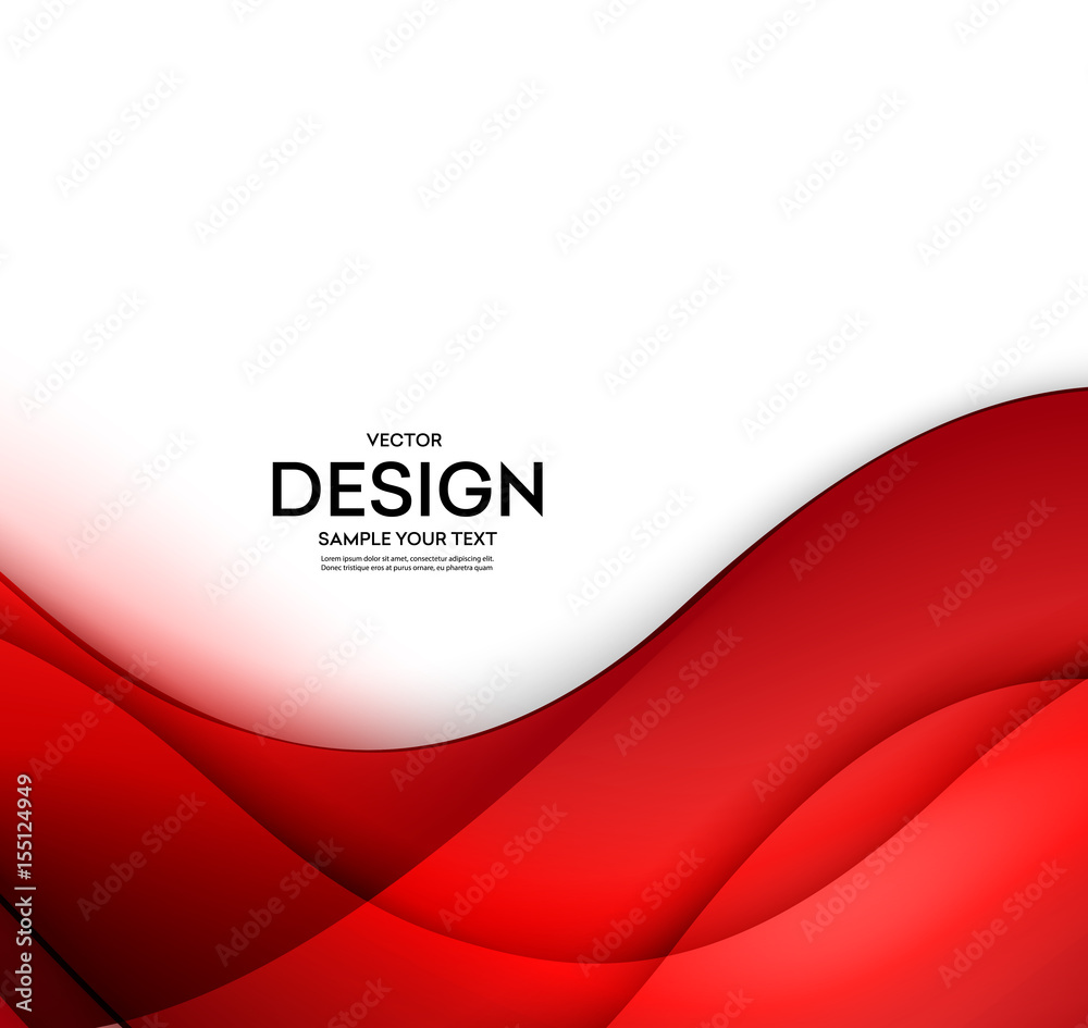 Poster red vector template abstract background with curves lines. for flyer, brochure, booklet and websites