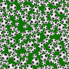 Soccer Ball Seamless Pattern on Green Background