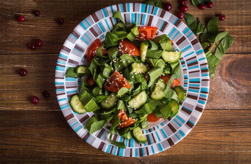Salad with spinach. Top view
