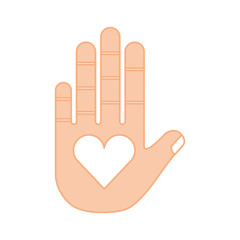 hand human with heart vector illustration design