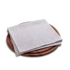 Pizza board, napkin with shadow isolated. Top view mockup