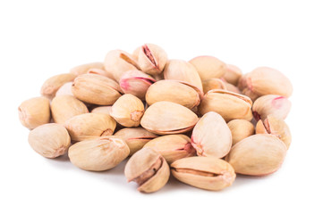 Pistachios on a white background