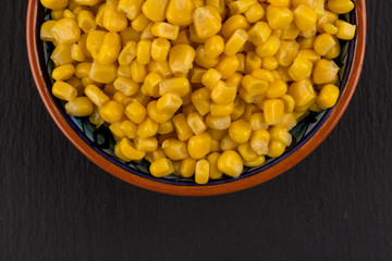 sweet canned corn in bowl