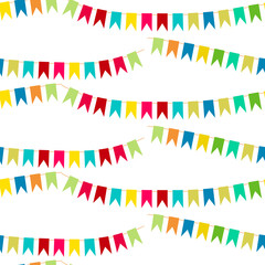 Vector carnaval seamless colorful pattern. Kids festive background with bright ribbons and air balloons.