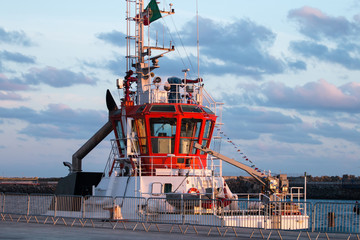 White and red tugboat