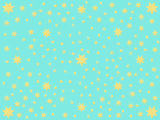 Cute yellow stars on bue background - 155138759