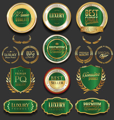 Golden luxury badges retro design collection