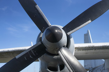 Naklejka na ściany i meble old rusty airplane propeller, close-up view
