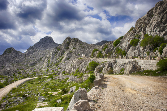 Majstorska cesta - macadam road over Velebit mountain, under Tulove grede.