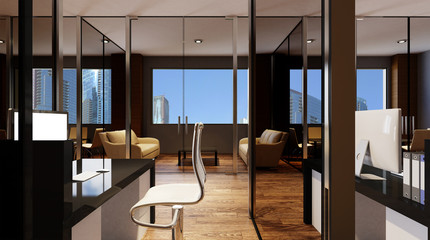Office interior. 3D rendering