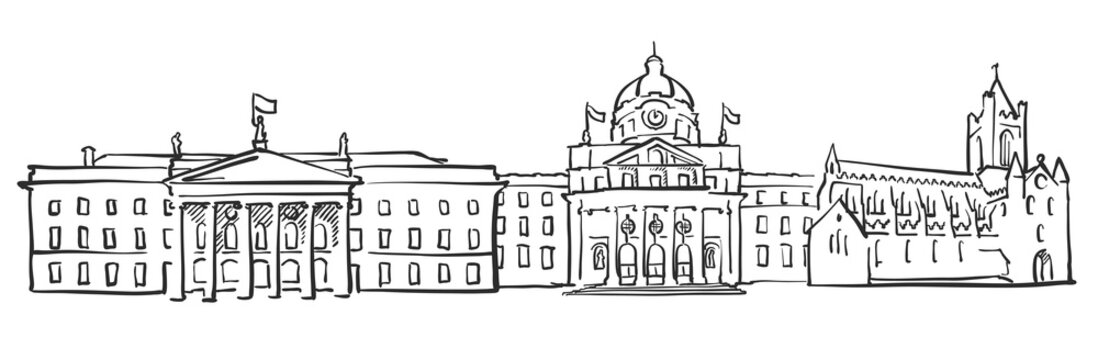 Dublin Ireland Panorama Sketch