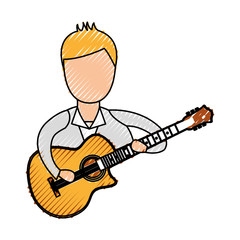 musician playing guitar avatar vector illustration design