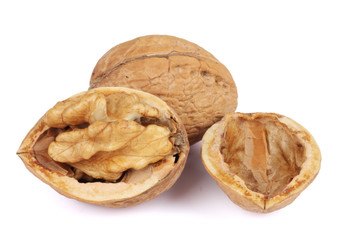 Walnuts isolated on white background
