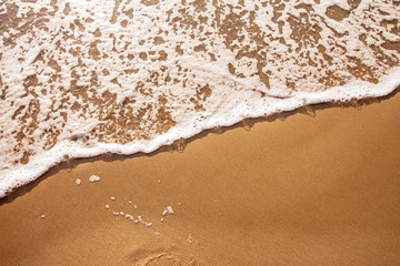 Fototapeta na wymiar sand beach and waves from above