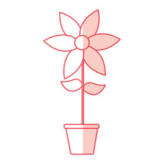 cute flower garden with pot isolated icon vector illustration design