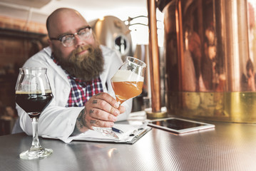 Man testing drinks