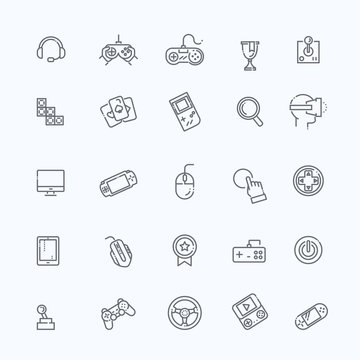 video game and joystick icons set