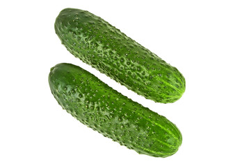 Cucumbers on a white background, top view