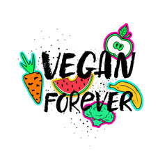 Vegan Forever Hand Drawn Lettering.