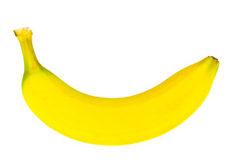 Single banana against white background
