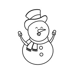 christmas snowman with hat and scarf character decoration vector illustration