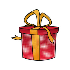 christmas gift box bow ribbon decoration celebration vector illustration