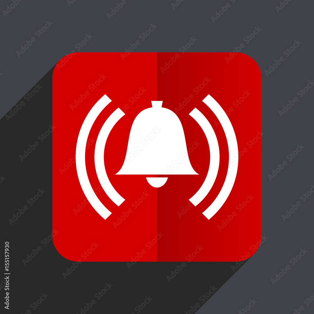 Poster Alarm flat design web vector red icon