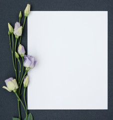 Festive greeting card with flowers of Lisianthus